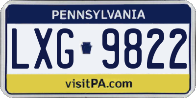 PA license plate LXG9822