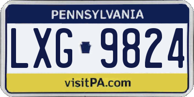 PA license plate LXG9824