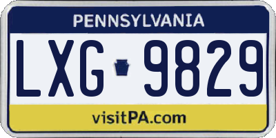 PA license plate LXG9829