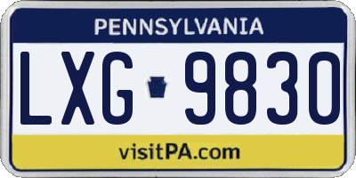 PA license plate LXG9830