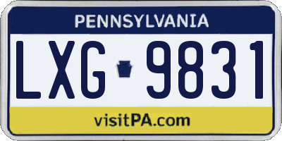PA license plate LXG9831