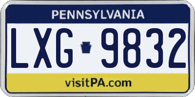 PA license plate LXG9832