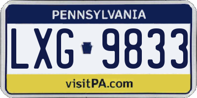 PA license plate LXG9833