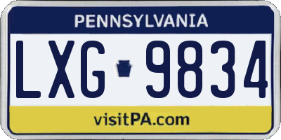 PA license plate LXG9834
