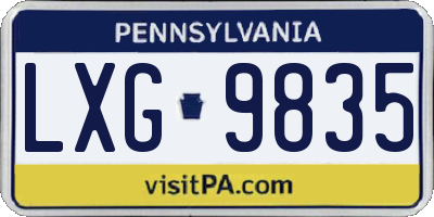 PA license plate LXG9835