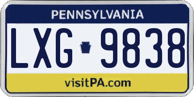PA license plate LXG9838
