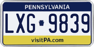 PA license plate LXG9839
