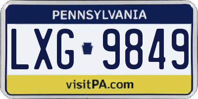 PA license plate LXG9849