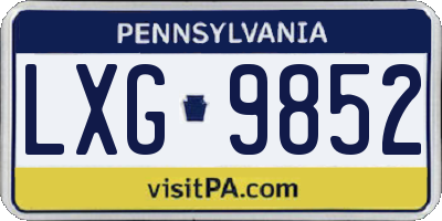 PA license plate LXG9852