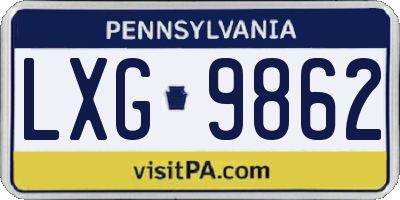 PA license plate LXG9862
