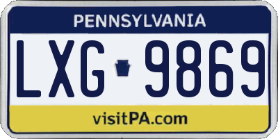 PA license plate LXG9869