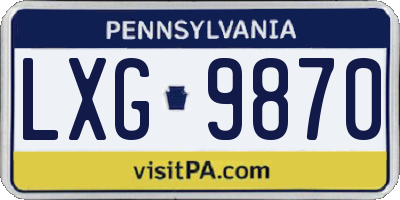 PA license plate LXG9870