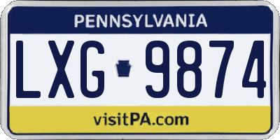 PA license plate LXG9874