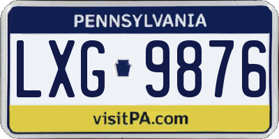 PA license plate LXG9876