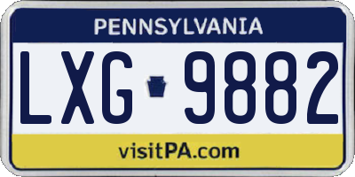 PA license plate LXG9882