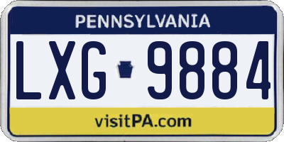 PA license plate LXG9884