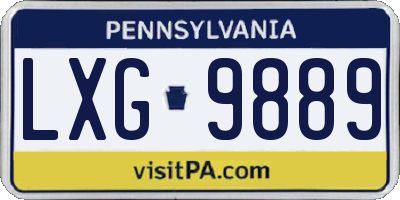 PA license plate LXG9889