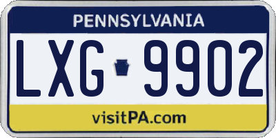 PA license plate LXG9902