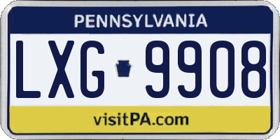 PA license plate LXG9908