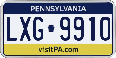 PA license plate LXG9910