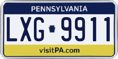 PA license plate LXG9911