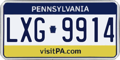 PA license plate LXG9914