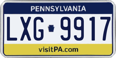 PA license plate LXG9917