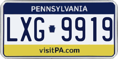 PA license plate LXG9919