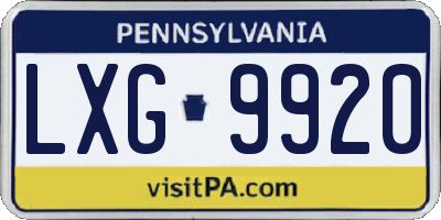 PA license plate LXG9920