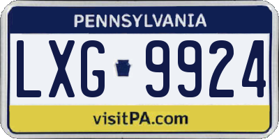PA license plate LXG9924