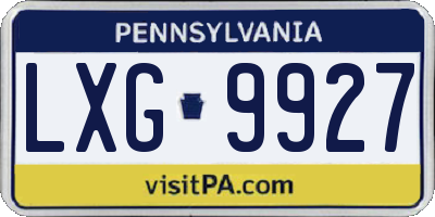 PA license plate LXG9927