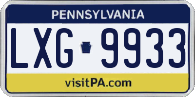 PA license plate LXG9933