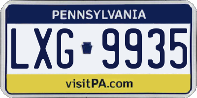 PA license plate LXG9935