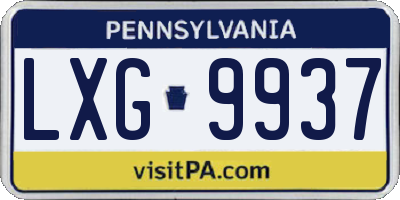PA license plate LXG9937
