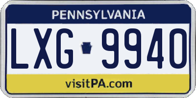 PA license plate LXG9940