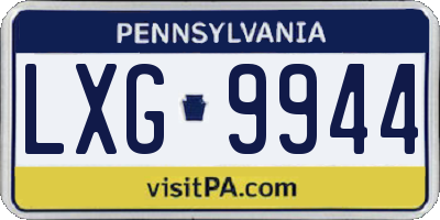 PA license plate LXG9944