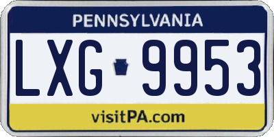 PA license plate LXG9953