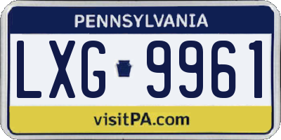PA license plate LXG9961