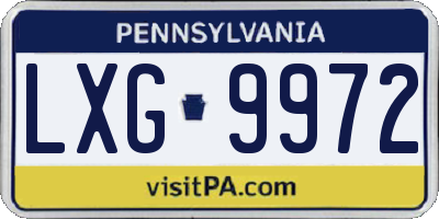 PA license plate LXG9972