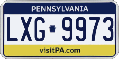 PA license plate LXG9973