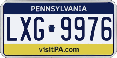 PA license plate LXG9976