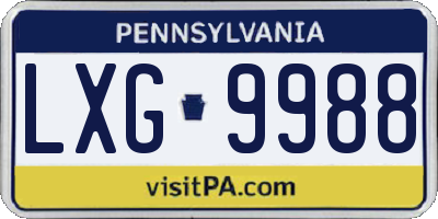 PA license plate LXG9988