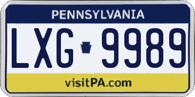 PA license plate LXG9989