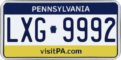 PA license plate LXG9992