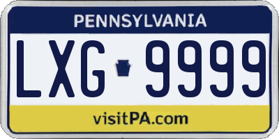 PA license plate LXG9999