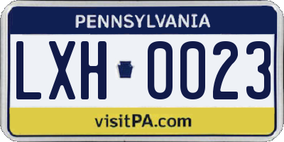 PA license plate LXH0023