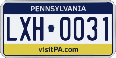 PA license plate LXH0031