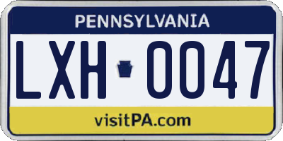 PA license plate LXH0047