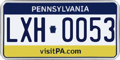 PA license plate LXH0053