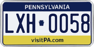 PA license plate LXH0058